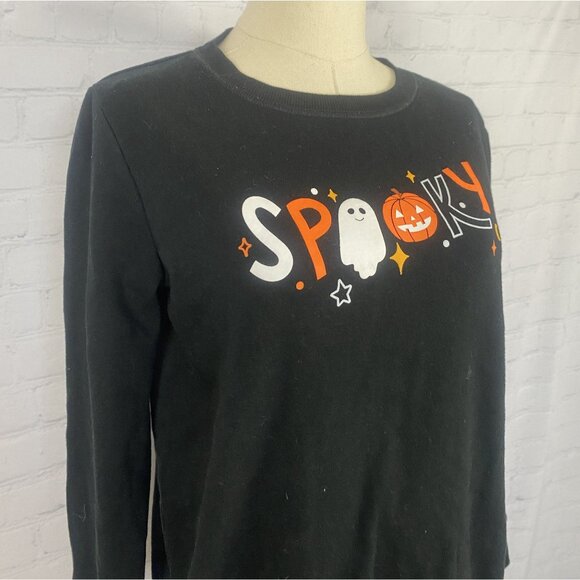 ⭐ 3/$15 Cat & Jack XL Black Spooky Halloween Crewneck Sweatshirt Ghost & Pumpkin - Picture 4 of 7